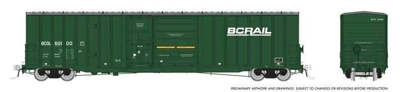 Rapido Trains HO Trenton Works 6637 Cubic Foot Combination-Door Boxcar - Ready to Run -- BC Rail Random from Set #1 (As-Delivered, green)
