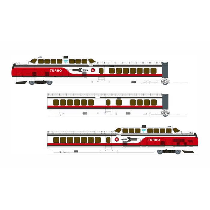 Rapido Trains HO UAC TurboTrain - Sound & DCC Equipp -- Amtrak - 3-Car Set