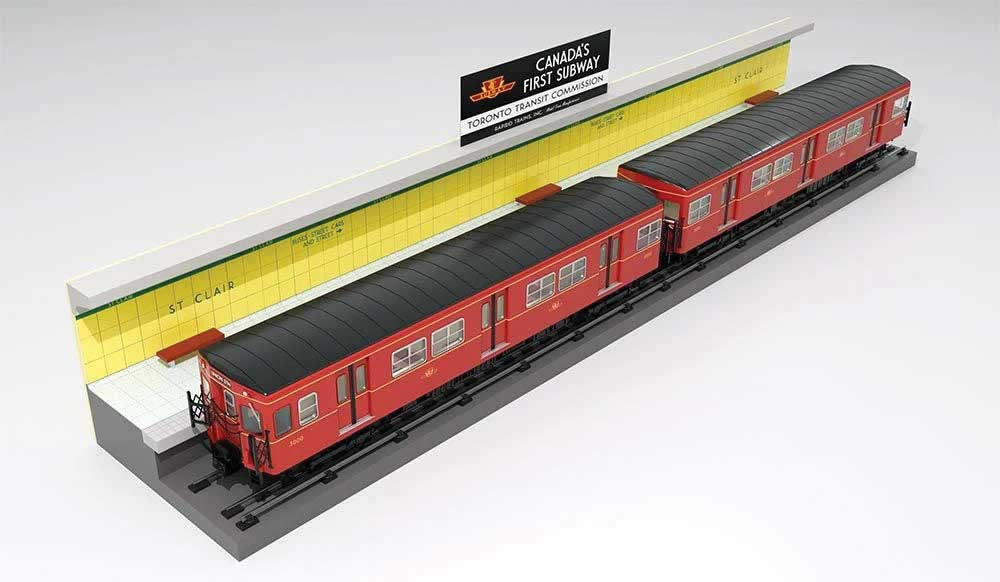 Rapido HO Toronto G-Class Subway A-B Set with Display Base - Standard DC -- Toronto Transit Commission #5000, 5001