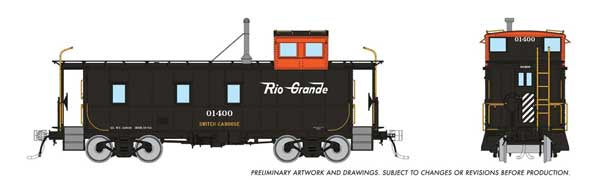 Rapido Trains HO D&RGW End-Cupola Steel Caboose - Ready to Run -- Denver & Rio Grande Western #01400 (Switch Caboose Scheme, black, red, Flying)