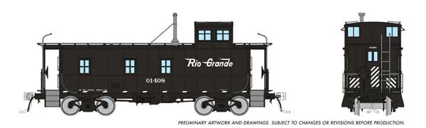 Rapido Trains HO D&RGW End-Cupola Steel Caboose As-Delivered - Ready to Run -- Denver & Rio Grande Western #01416 (black, white, Flying Grande)