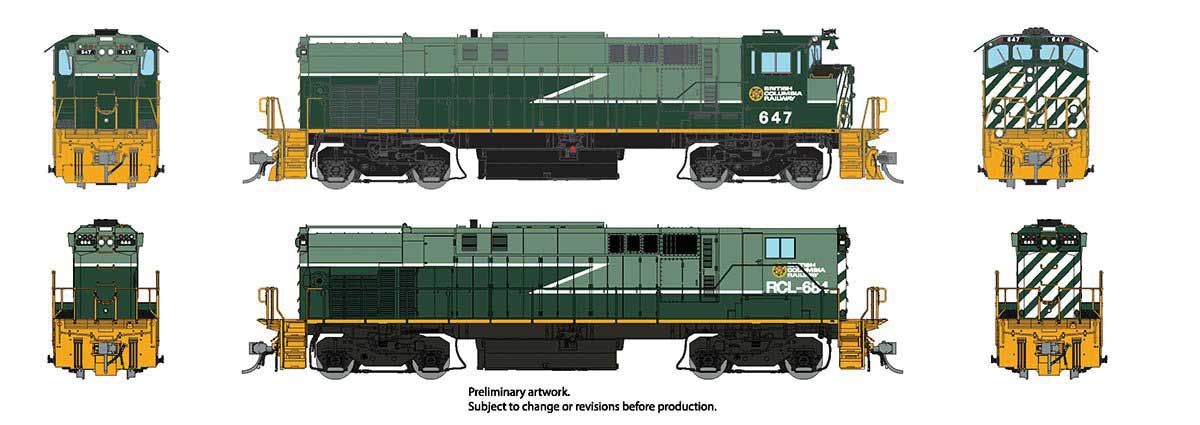 HO Montreal Locomotive Works MLW M420 - M420B Set - Sound and DCC -- British Columbia Railway #642, 686 (Lightning Stripe, green, Dogwood Logo)