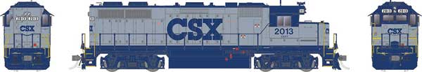 Rapido HO EMD GP38 Low Nose - Sound and DCC -- CSX #2046 (gray, blue cab trim and lettering)