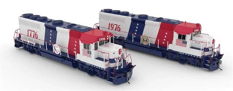 Rapido Trains HO EMD GP40 2-Pack - ESU LokSound and DCC -- Western Pacific #1776, 1976 (Bicentennial Scheme, red, white, blue)