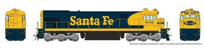 Rapido Trains HO GE C30-7 - ESU LokSound and DCC -- Santa Fe #8025 (Early Version, Warbonnet; blue, yellow)