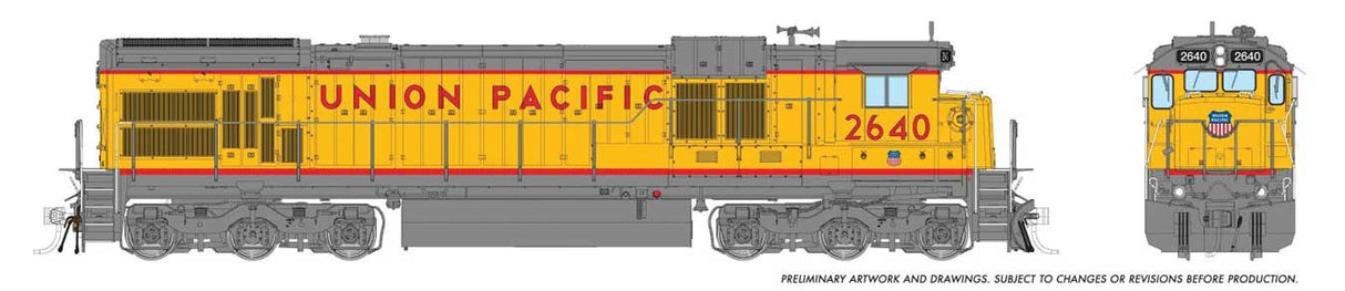 Rapido HO GE C36-7 - Sound and DCC -- Union Pacific #2640 (Armour Yellow, gray, red)