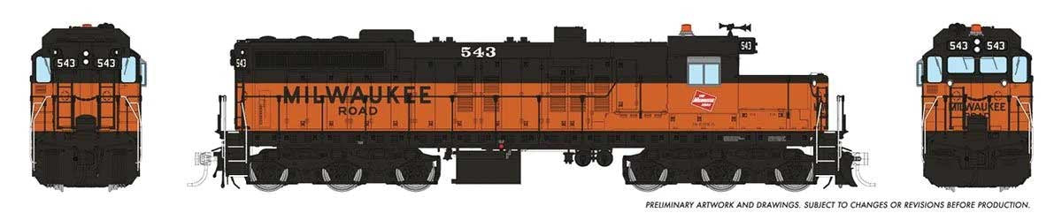 Rapido Trains HO EMD SD10 Low Nose - ESU LokSound and DCC -- Milwaukee Road #543 (orange, black; Billboard Lettering)