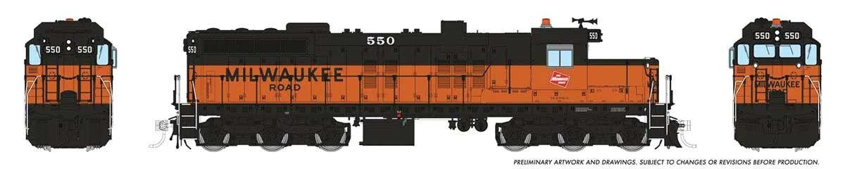 Rapido Trains HO EMD SD10 Low Nose - ESU LokSound and DCC -- Milwaukee Road #552 (orange, black; Billboard Lettering)