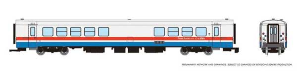 Rapido N ROHR RTL Turboliner Snack Bar Coach - Ready to Run -- Amtrak #183 (Phase III Early, white, blue, red)