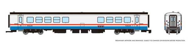 Rapido N ROHR RTL Turboliner Snack Bar Coach - Ready to Run -- Amtrak #186 (Phase III Late, white, blue, red, black roof)
