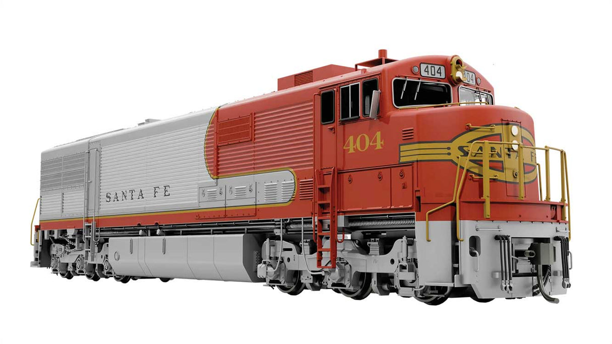 Rapido Trains 55003 GE U30CG with Steam Generator - Standard DC -- Santa Fe #404 (Warbonnet, silver, red, yellow)
