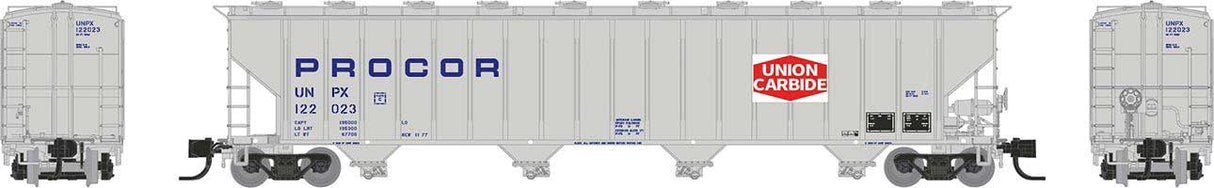Rapido N Procor 5820 Covered Hopper Union Carbide UNPX (gray, blue, red, white) (Random Road #)