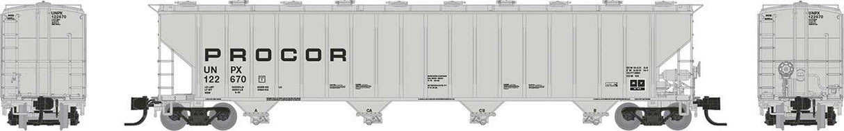 Rapido N Procor 5820 Covered Hopper Rapido N Procor Ltd. UNPX (gray, low black solid lettering) (Random Road #)