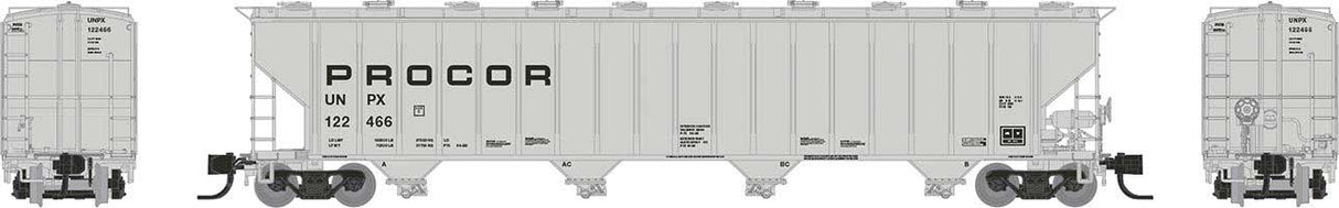 Rapido N Procor 5820 Covered Hopper Rapido N Procor Ltd. UNPX (gray, mid black solid lettering) (Random Road #)