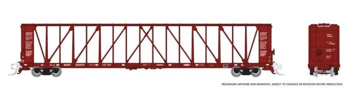 Rapido Trains N Scale NSC  73' Centerbeam Flatcar - Ready to Run -- BNSF Railway (Boxcar Red)