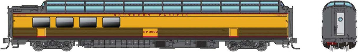 Rapido N SP 3/4 Dome Lounge Fluted Sides - Ready to Run -- Southern Pacific #3603 (UP Streamliner, Armour Yellow, gray, red)