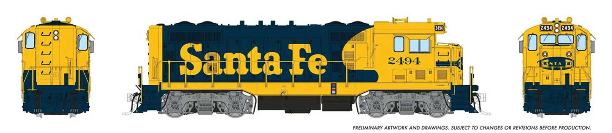 Rapido Trains HO Santa Fe CF7 w/Round Cab - Sound and DCC -- Santa Fe #2554 (Warbonnet, blue, yellow)
