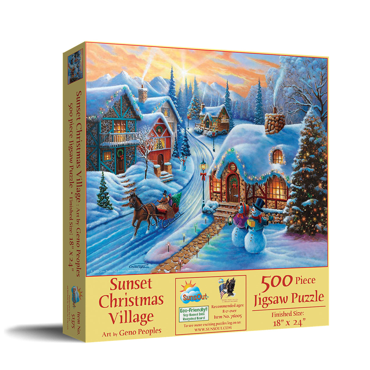 Sunsout Sunset Christmas Village 500 Piece Puzzle