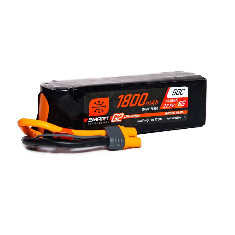Spektrum 1800mAh 6S 22.2V Smart G2 LiPo 50C; IC3