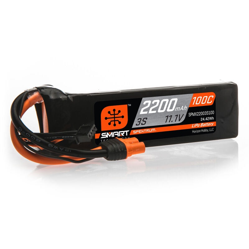 Spektrum 2200mAh 3S 11.1V 100C Smart LiPo Battery; IC3