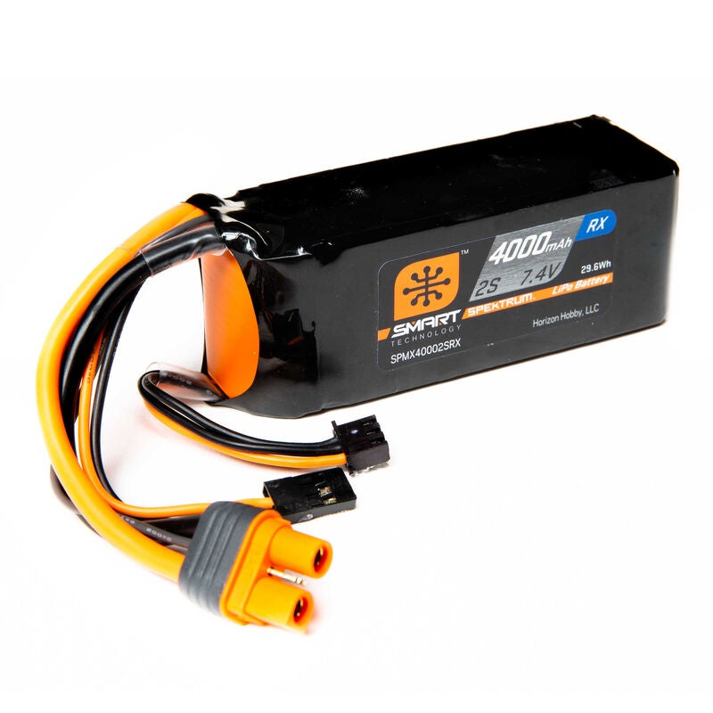 Spektrum 4000mAh 2S 7.4V Smart LiPo Receiver Battery; IC3