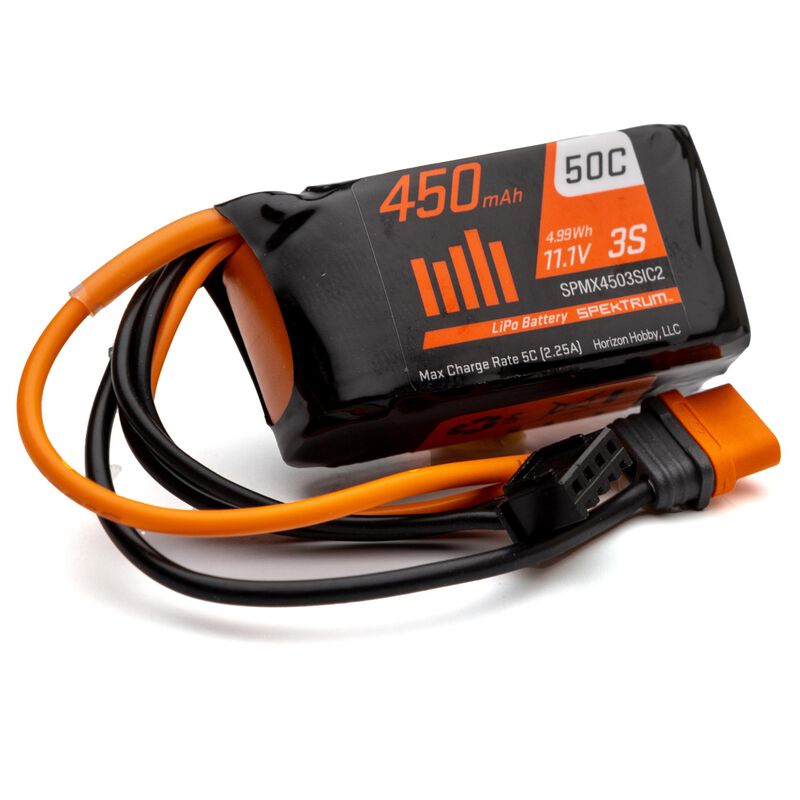 Spektrum 450mAh 3S 11.1V 50C LiPo Battery; IC2