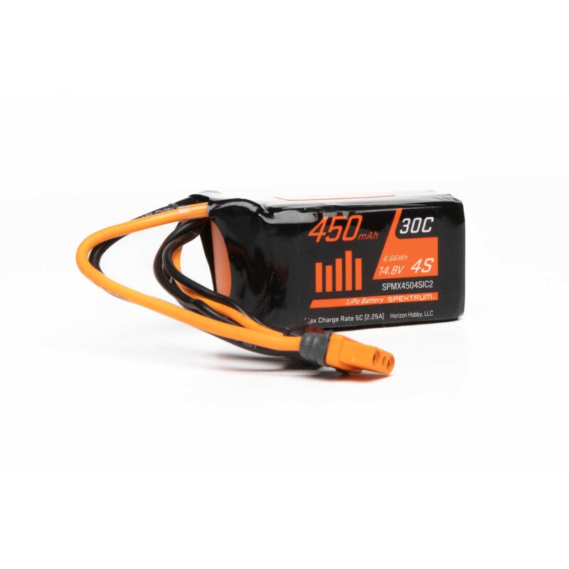 Spektrum 4S 450mAh 14.8V 30C LiPo Battery, IC2