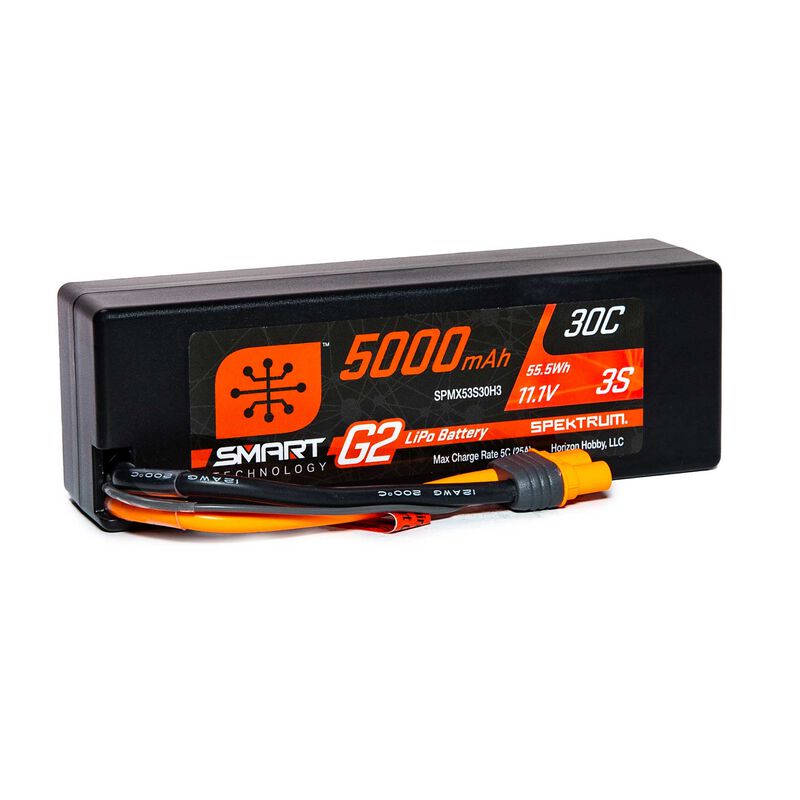 Spektrum 5000mAh 3S 11.1V Smart G2 LiPo 30C Hard Case; IC3