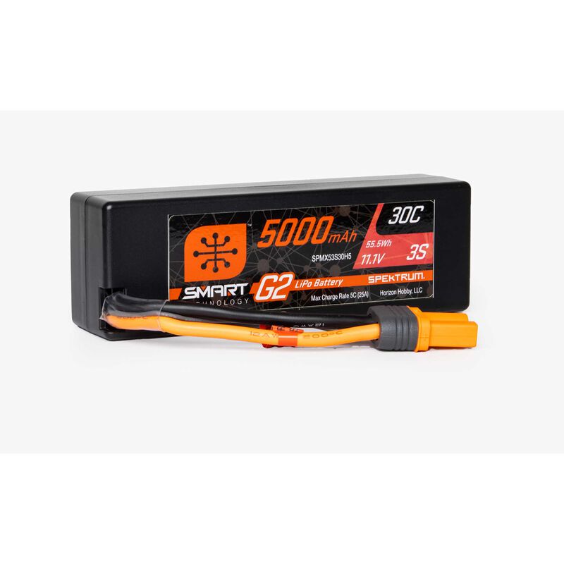 Spektrum 5000mAh 3S 11.1V Smart G2 LiPo 30C Hard Case; IC5