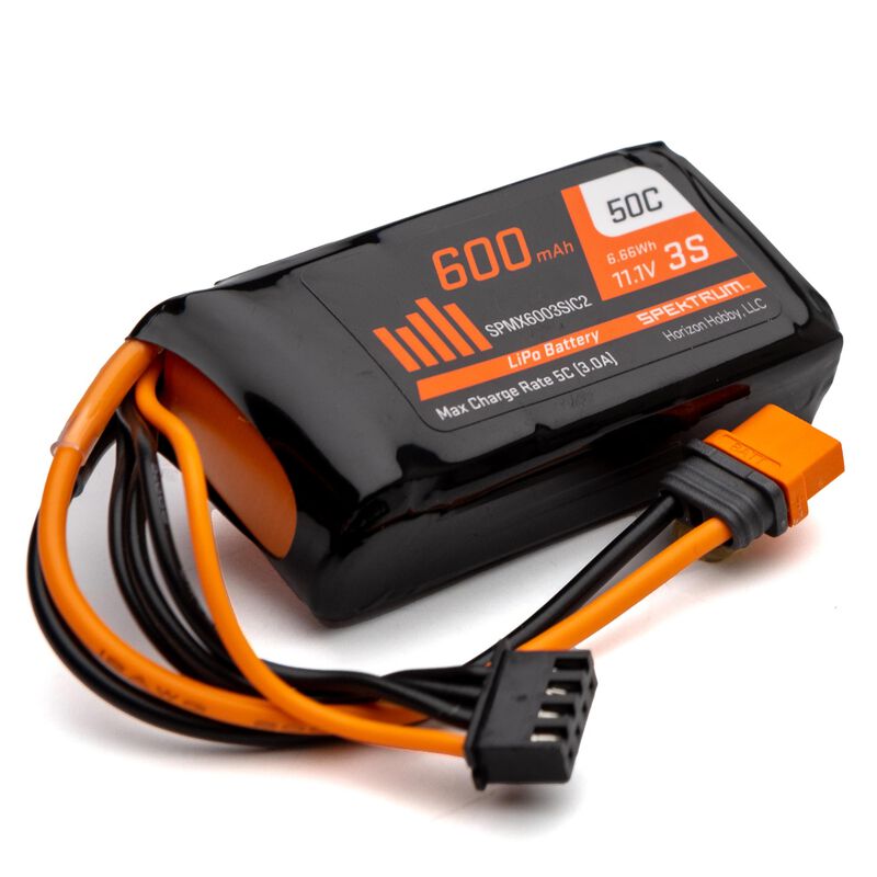 Spektrum 600mAh 3S 11.1V 50C LiPo Battery; IC2