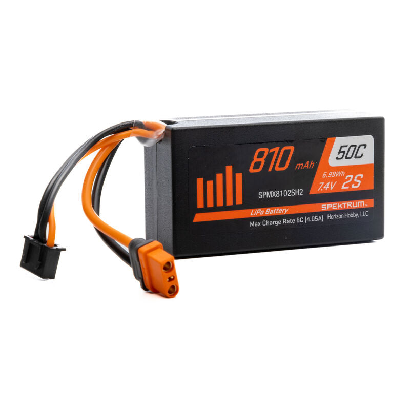 Spektrum 810mAh 2S 7.4V 50C Mini LiPo; IC2 - SPMX8102SH2