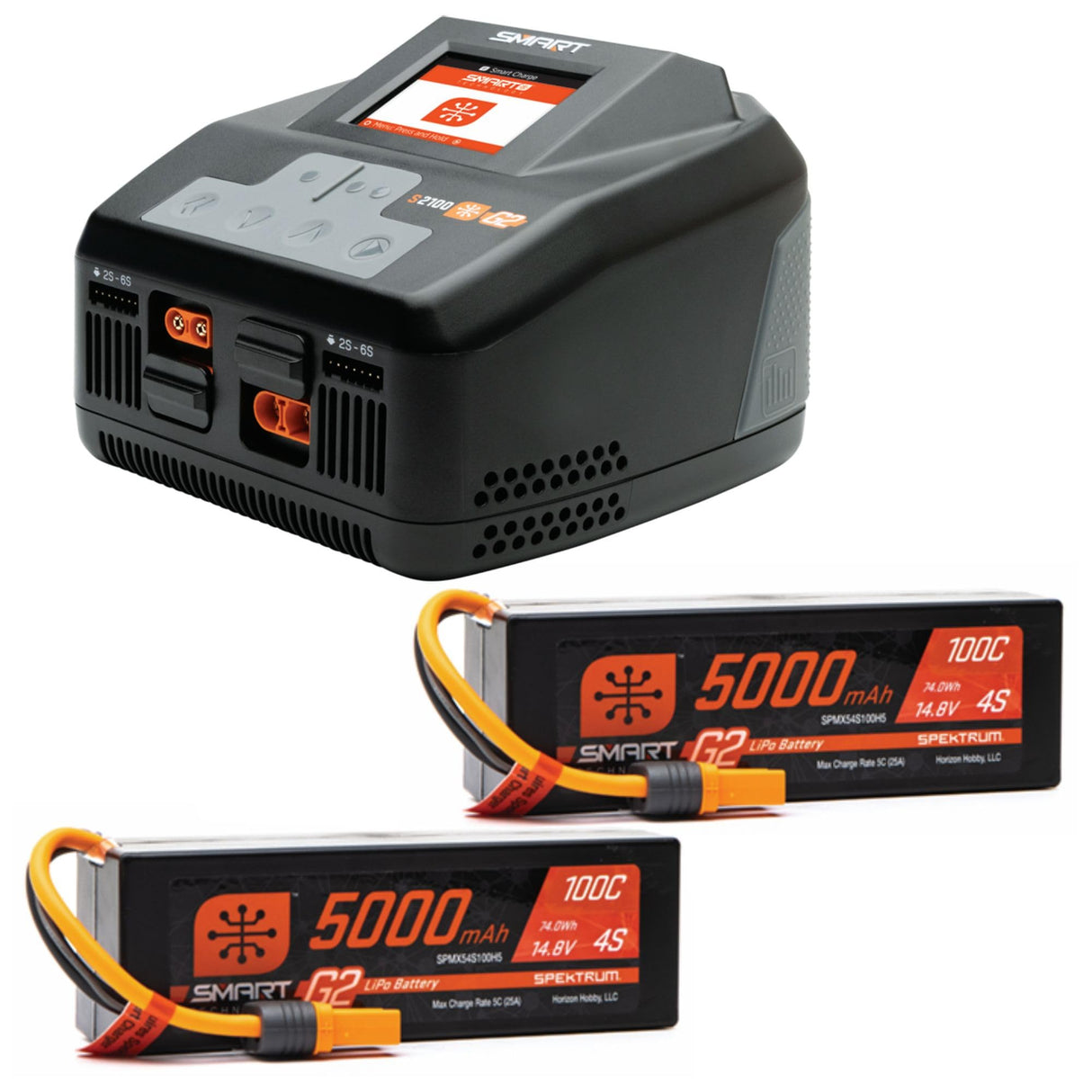 Spektrum Smart Powerstage 8S Surface Bundle:  (2) G2 5000mAh 4S LiPo IC5 & S2100 Charger