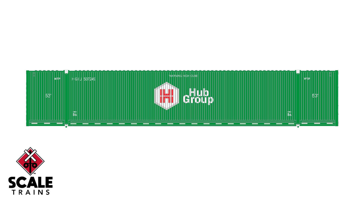 Operator N Scale CIMC 53 Corrugated Dry Container, Hub Group with Roof Logo / 508478, 509542, 509652 /