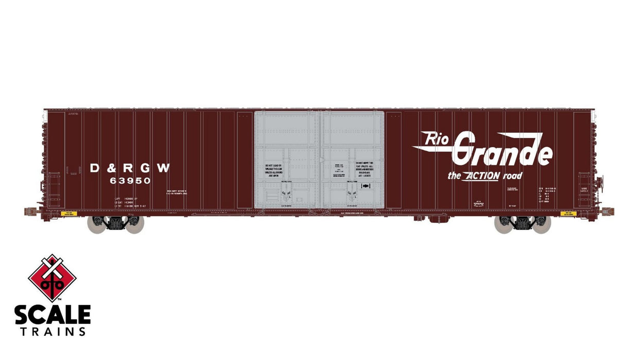 Operator HO Scale Thrall 86' High-Cube Double-Plug-Door Boxcar, Denver & Rio Grande Western/D&RGW / 63956 /