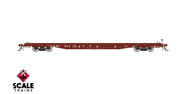 Fox Valley Models HO Scale Pullman-Standard F60GH 60' Flatcar, Santa Fe #95387