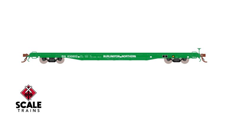 Fox Valley Models HO Scale Pullman-Standard F60GH 60' Flatcar, Burlington Northern/Green #630802