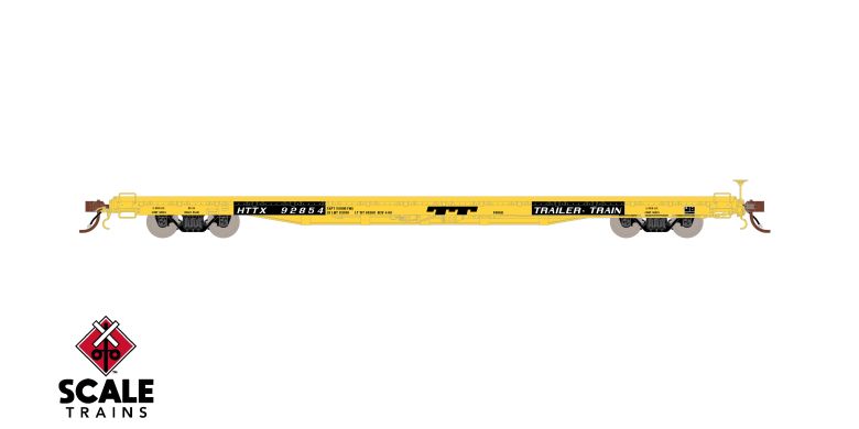 Fox Valley Models HO Scale Pullman-Standard F60GH 60' Flatcar, Trailer Train/Yellow/TT Logo/HTTX #92969
