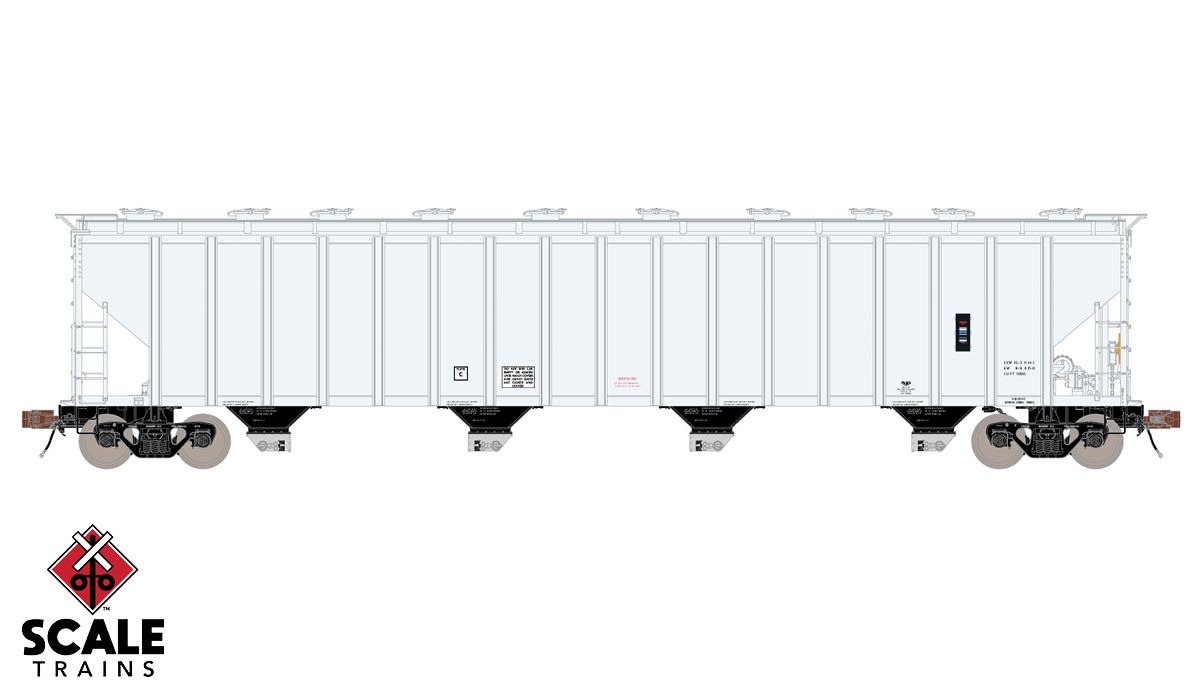 Scaletrains Rivet Counter HO Scale Pullman-Standard PS-2 5820 Covered Hopper, Data Only/Gray/Late Body/Peaked Roof / N/A /