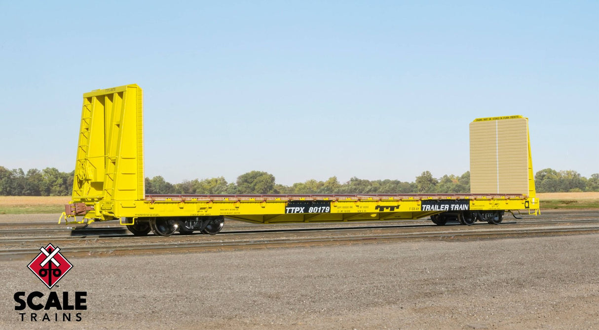 Rivet Counter HO Scale F68AH Bulkhead Flat Car, Trailer Train/Yellow/TT Logo/TTPX / 80179 /