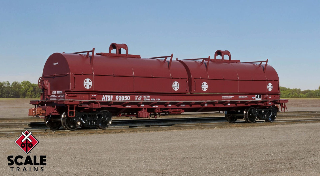 Rivet Counter HO Scale Thrall 48' 2-Hood Coil Steel Car, Santa Fe / 92050 /