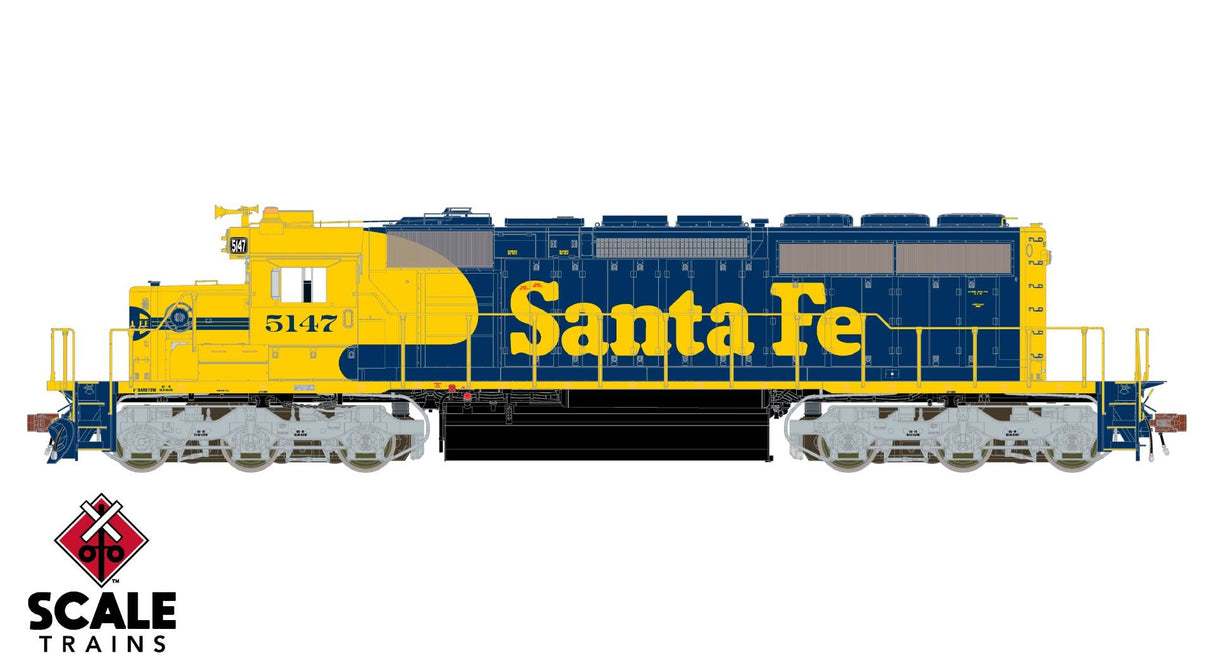 Rivet Counter HO Scale EMD SD40-2, Santa Fe/Repaint Lettering / 5147 / DCC & Sound Equipped