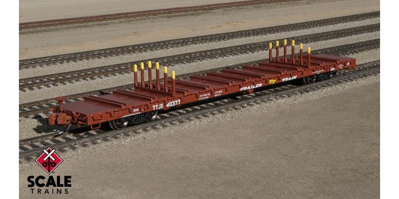 Rivet Counter N Scale BSC F68BH Finger Rack Flatcar, Trailer Train/Oxide Red/TTJX / 80438 /