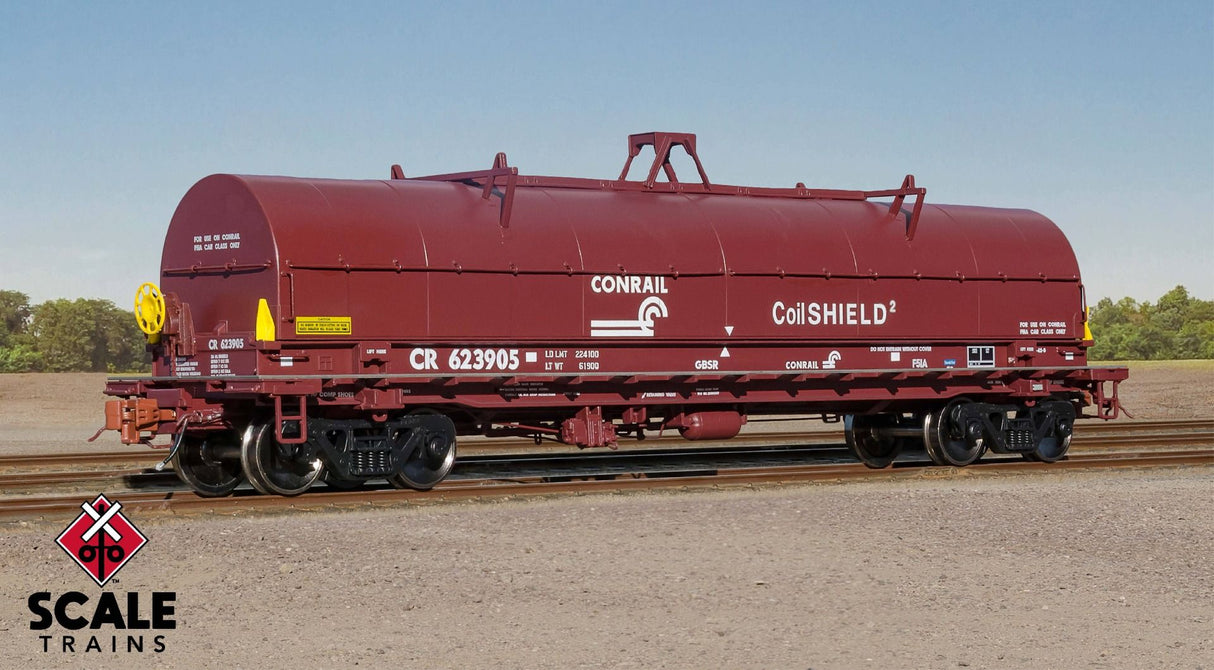 Rivet Counter HO Scale Thrall-Trinity 42 Single-Hood Coil Steel Car, Conrail/Coil Shield 2/Oxide Red / 623983 /