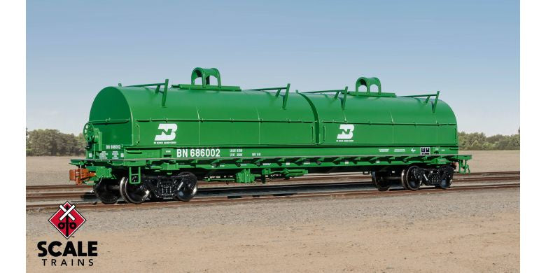 Rivet Counter HO Scale Thrall 2-Hood Coil Steel Car, Burlingtion Northern (BN) /Cascade Green / 686013 /