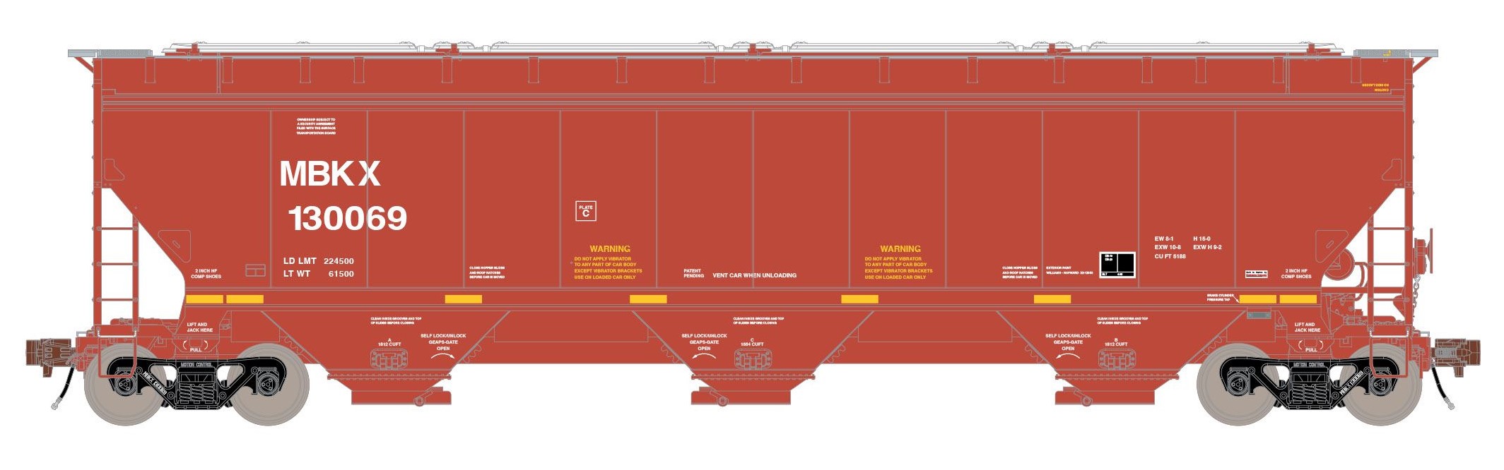 Rivet Counter HO Scale Gunderson 5188 Covered Hopper, MBKX #130069