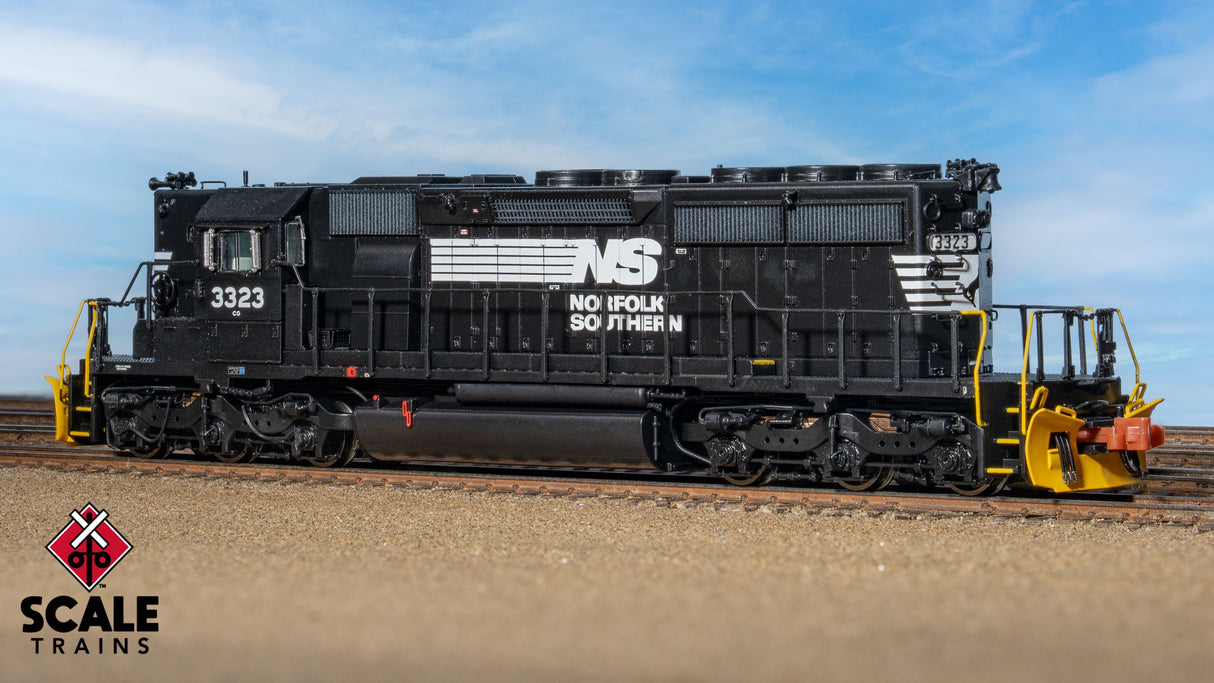 Rivet Counter N Scale EMD SD40-2, Norfolk Southern/Thoroughbred/Corrugated Grilles/Yellow Plow / 3323 / DCC & Sound Equipped