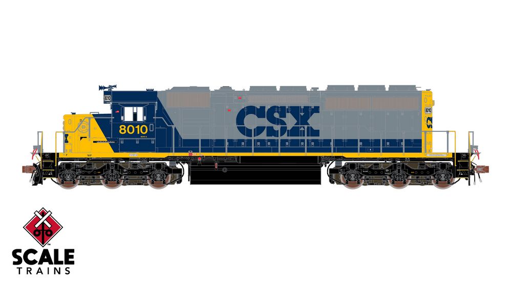 Rivet Counter HO Scale EMD SD40-2, CSX / YN2 / 8010 / DCC & Sound Equipped
