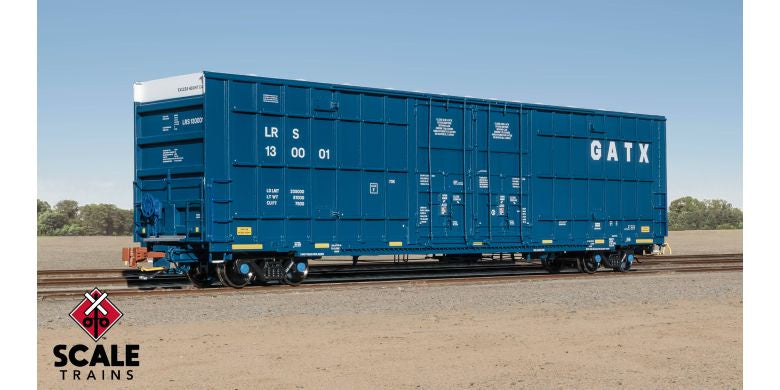 Rivet Counter HO Scale Trinity 60' 7500 8' Double-Plug-Door High-Cube Boxcar, GATX/English & Spanish Door Data/Conspicuity Stripes/LRS / 130001 /