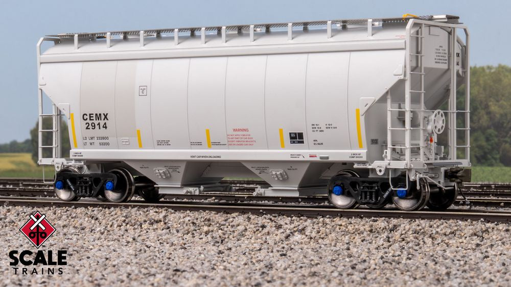 Scaletrains Rivet Counter HO Scale Gunderson 3250 Covered Hopper, CEMEX / ex-AOKX Patched / Universal Outlet Gates / CEMX #2914