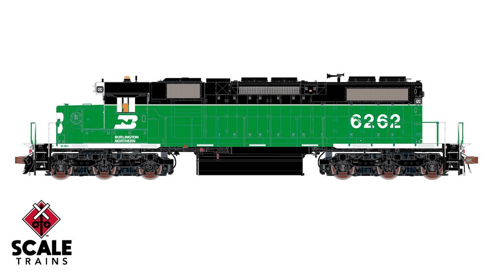 Rivet Counter HO Scale EMD SD38-2, Burlington Northern (BN) /White Face/Beacon / 6262 / DC/DCC Ready